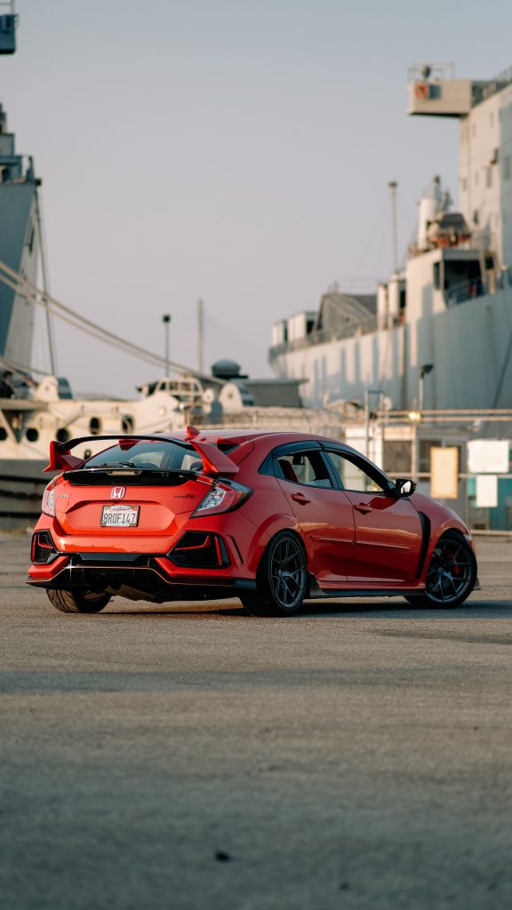 Rear shot of Civic Type R in Red