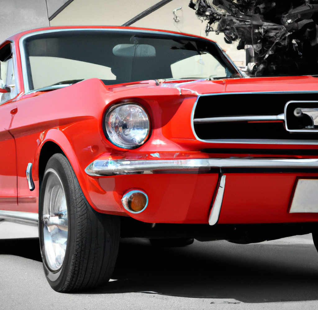 old school red mustang