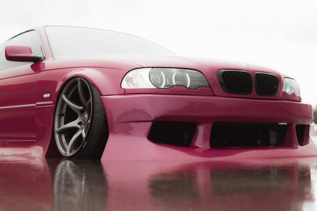 lowered bmw with water up to the bumper
