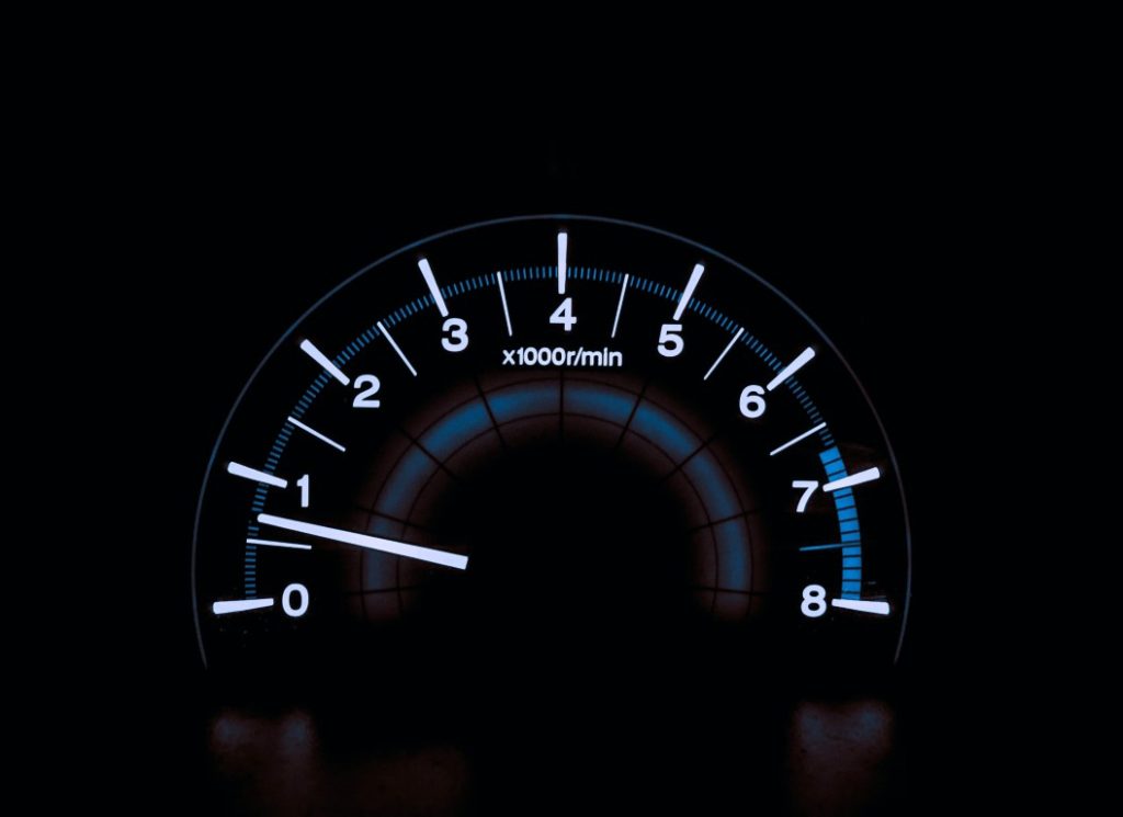 illuminated tachometer in a car