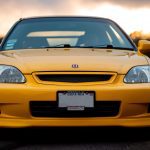 Yellow Honda Car During Sunset
