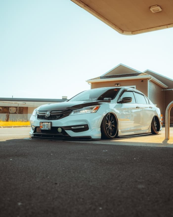 white modified honda accord
