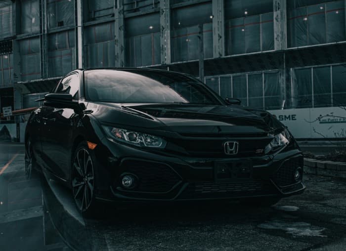 black honda civic outside