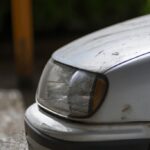 side view of a foggy headlight