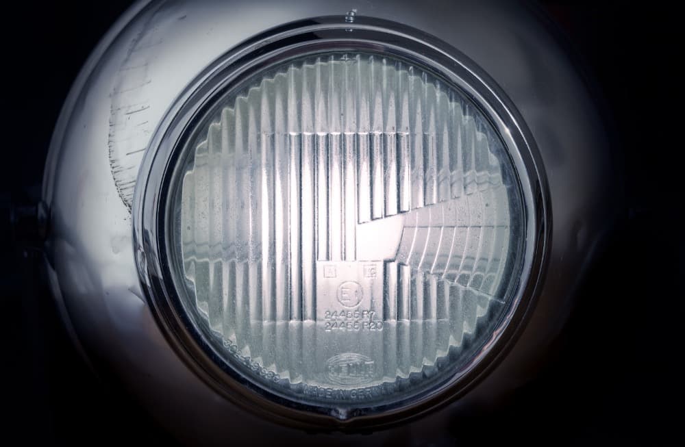 silver round car headlight from an older car