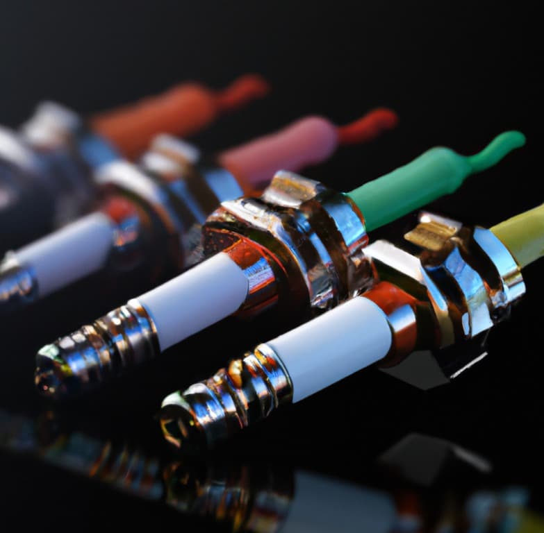 fuel injectors on a black bench