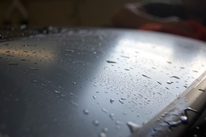 a sealant applied to a matte car