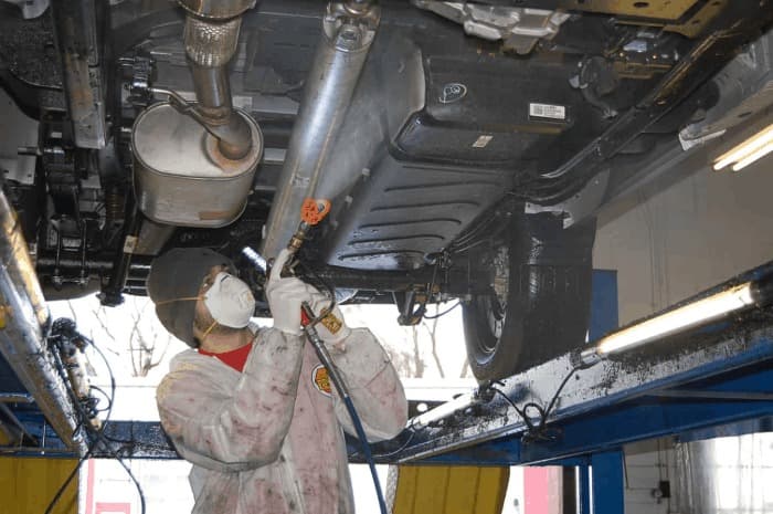 Vehicle undercoating with protection
