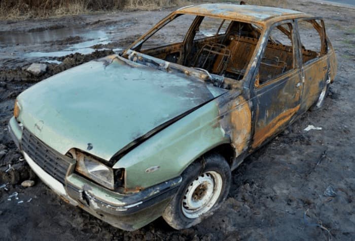 Damaged car because of corrosion