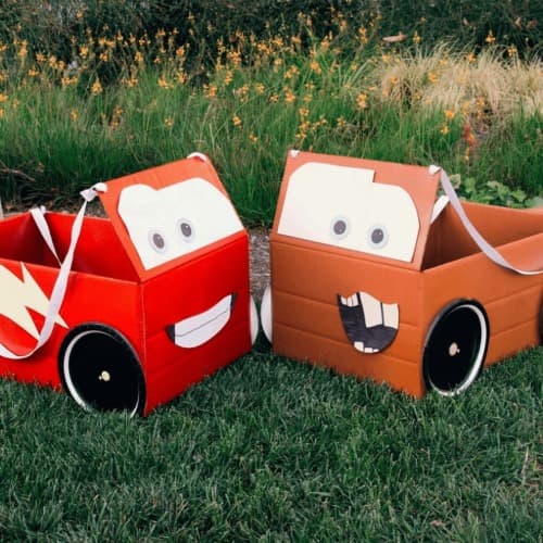 carboard box car lightning mcqueen design