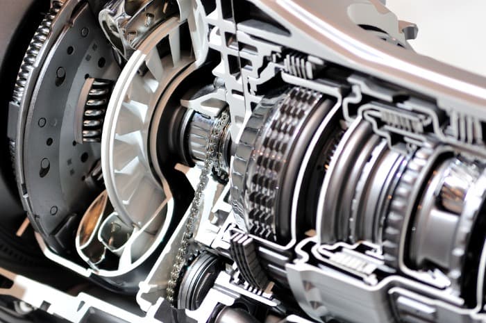 a car transmission that has the cover taken off